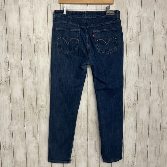 Levi's Blue High Rise Straight Skinny Leg Altered Denim Jeans 16M - Picture 2 of 12